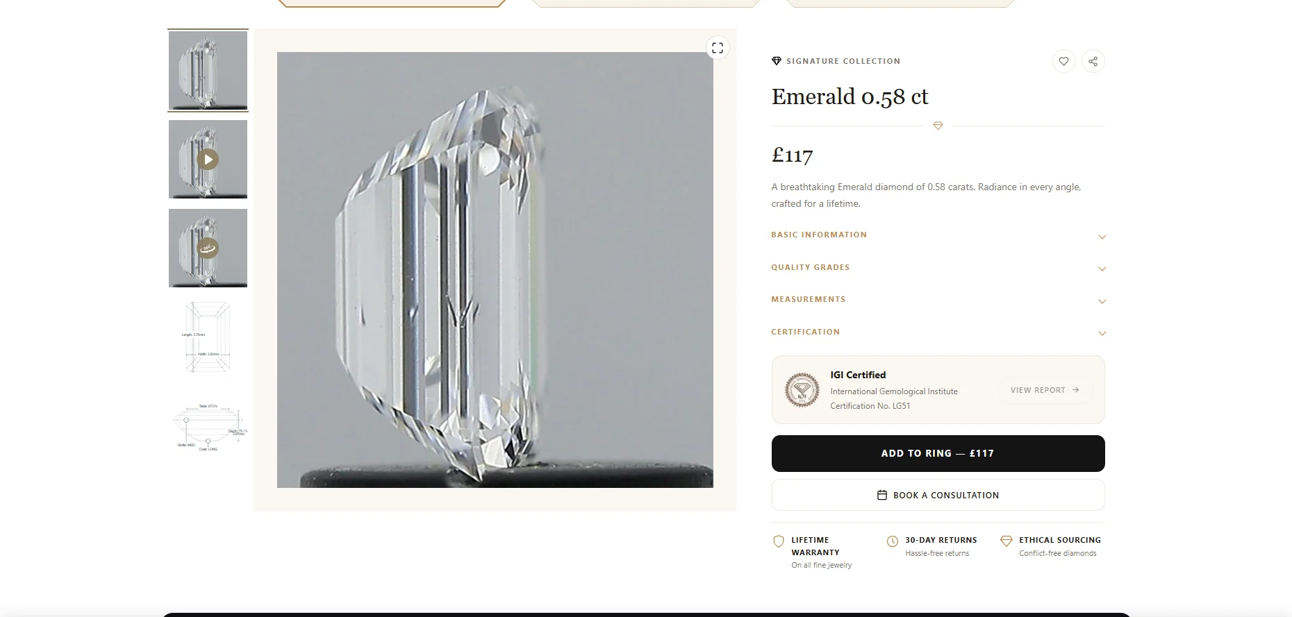 A single-diamond page designed with NivoSync's Elementor widgets